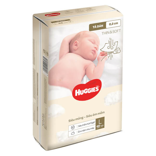 Tã dán Huggies Thin & Soft (L, 9-14kg, 46 miếng)